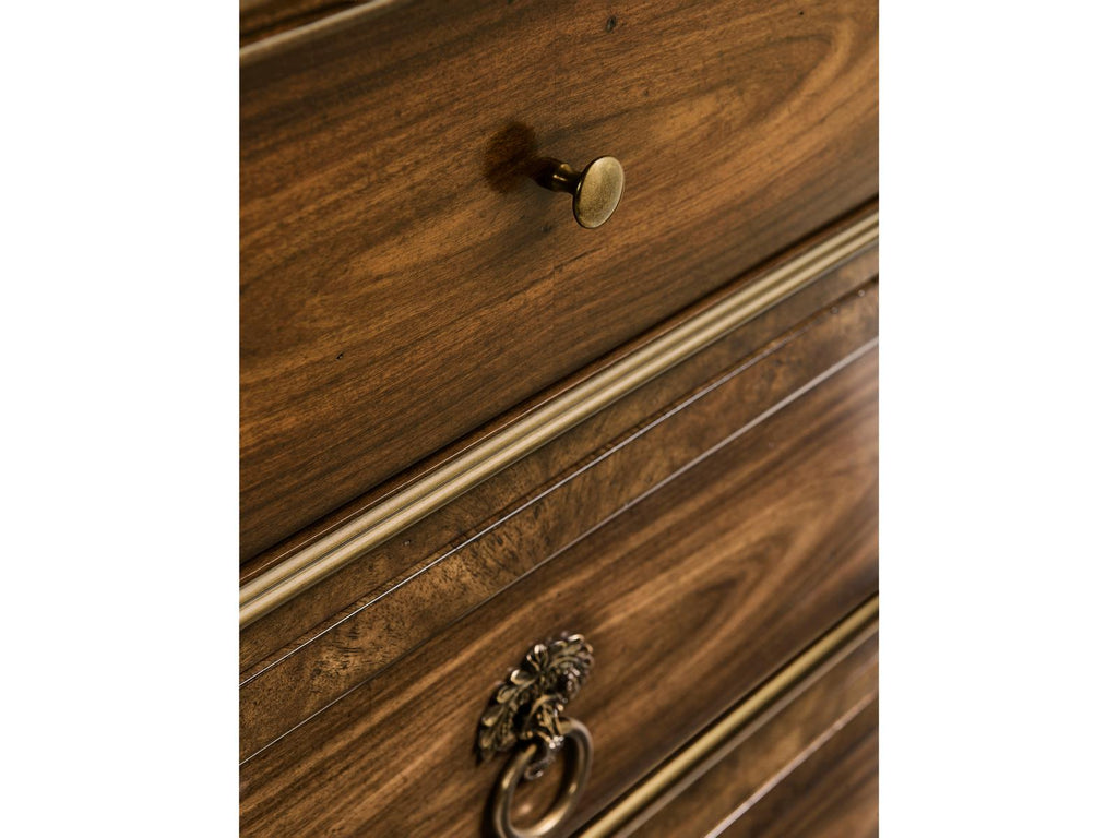 Viceroy 3-Drawer Mahogany Wood Nightstand with Brass Inlay