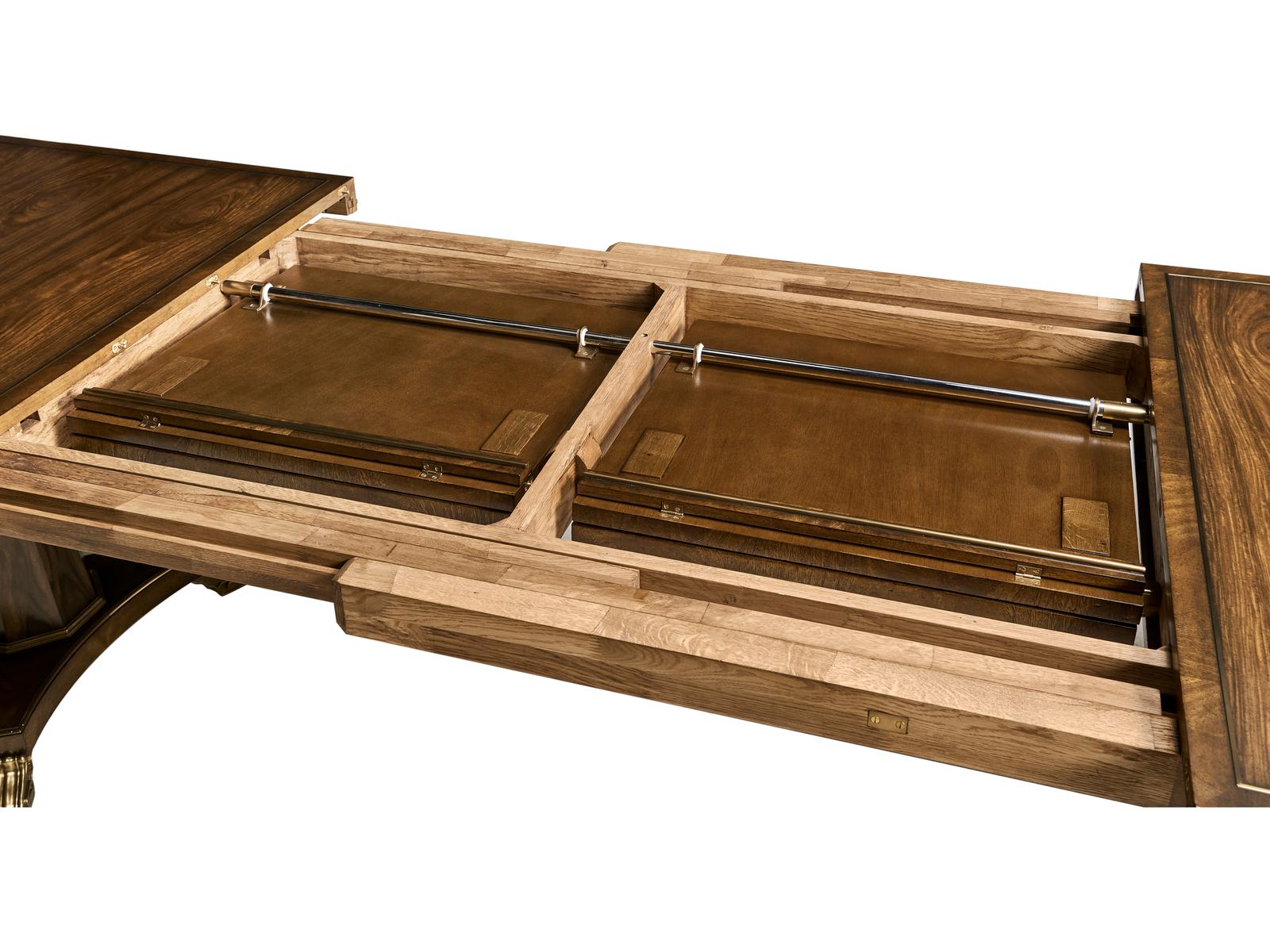 Viceroy Extendable Rectangle Dining Table in Brown Santos and Brass