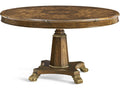Viceroy Round Wood Brown Santos Dining Table with Brass Accents