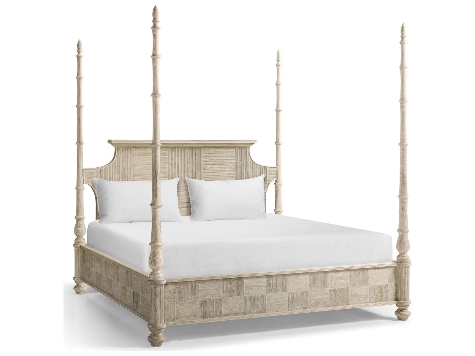 William Yeoward Bywater King Poster Bed in Washed Acacia Oak