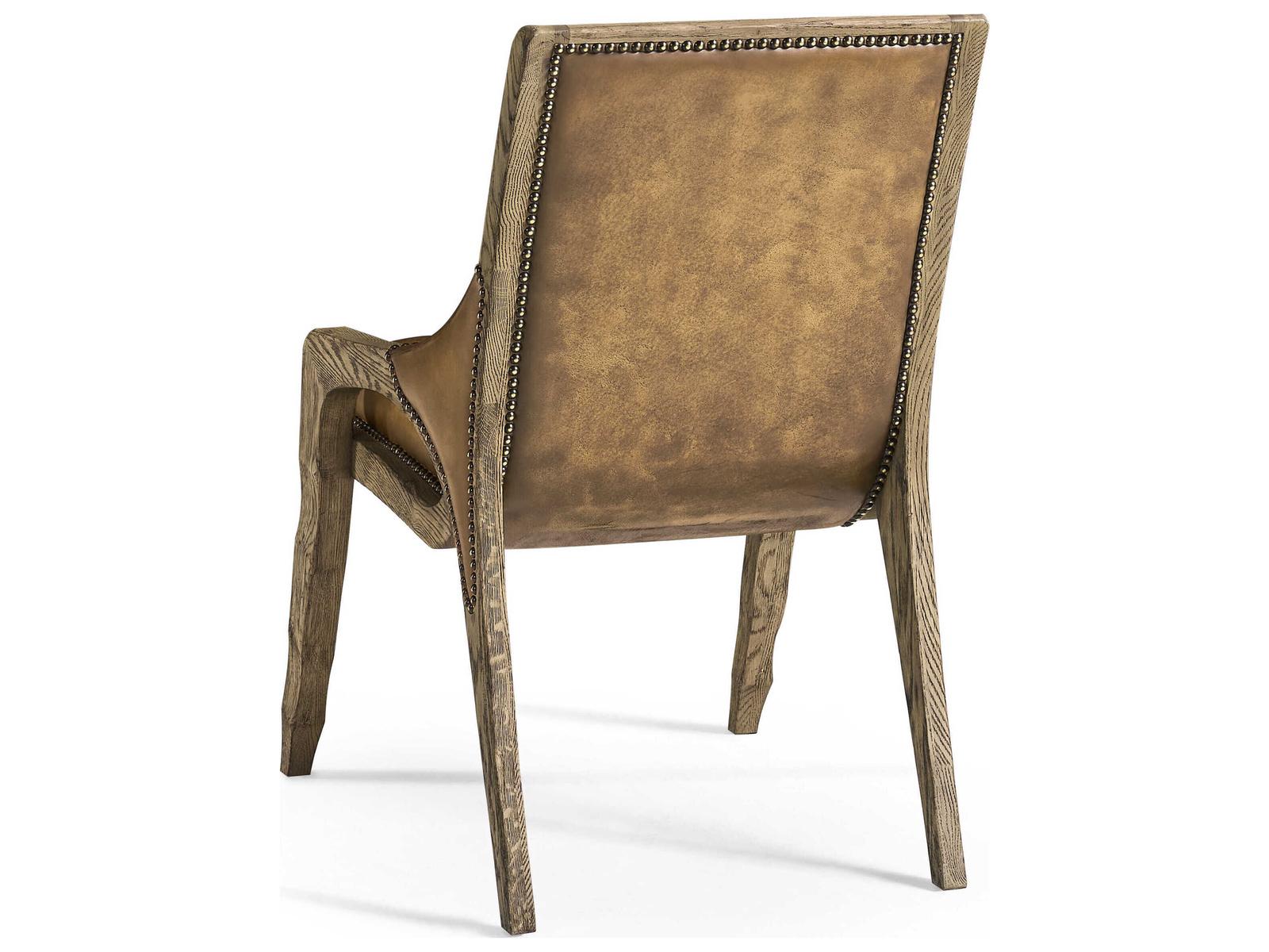 Echo Canyon Oak Wood Brown Leather Armless Dining Chair