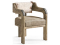 Stone Ridge Acacia Wood Brown Leather Arm Dining Chair