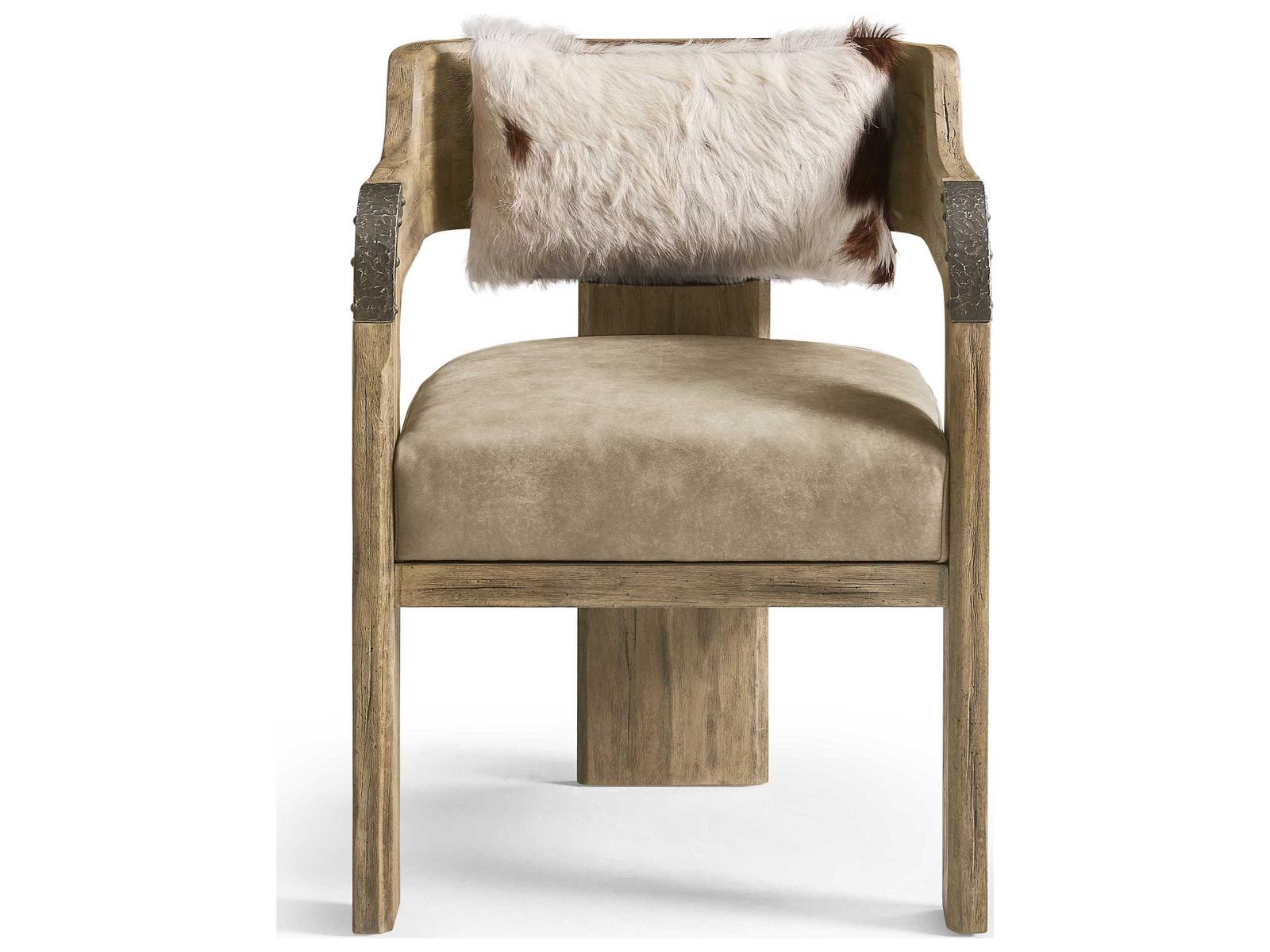 Stone Ridge Acacia Wood Brown Leather Arm Dining Chair