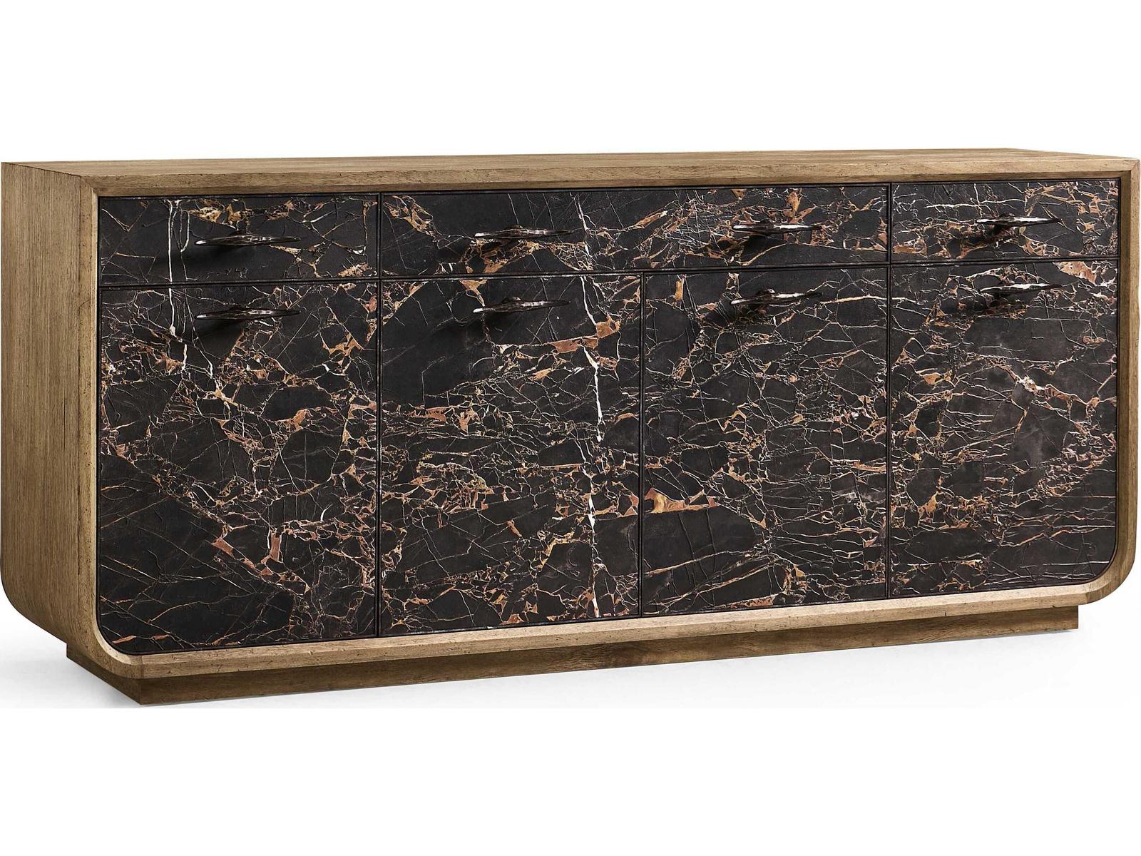 Stone Ridge 89-Inch Acacia Wood Sideboard with Marble Fronts