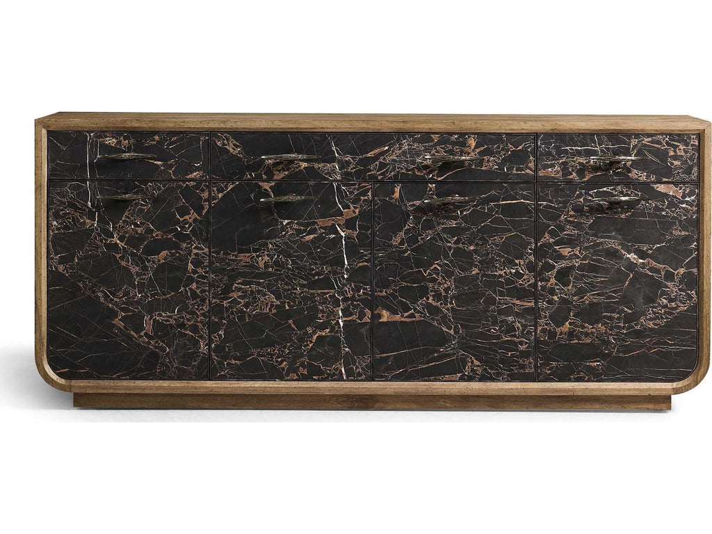 Stone Ridge 89-Inch Acacia Wood Sideboard with Marble Fronts