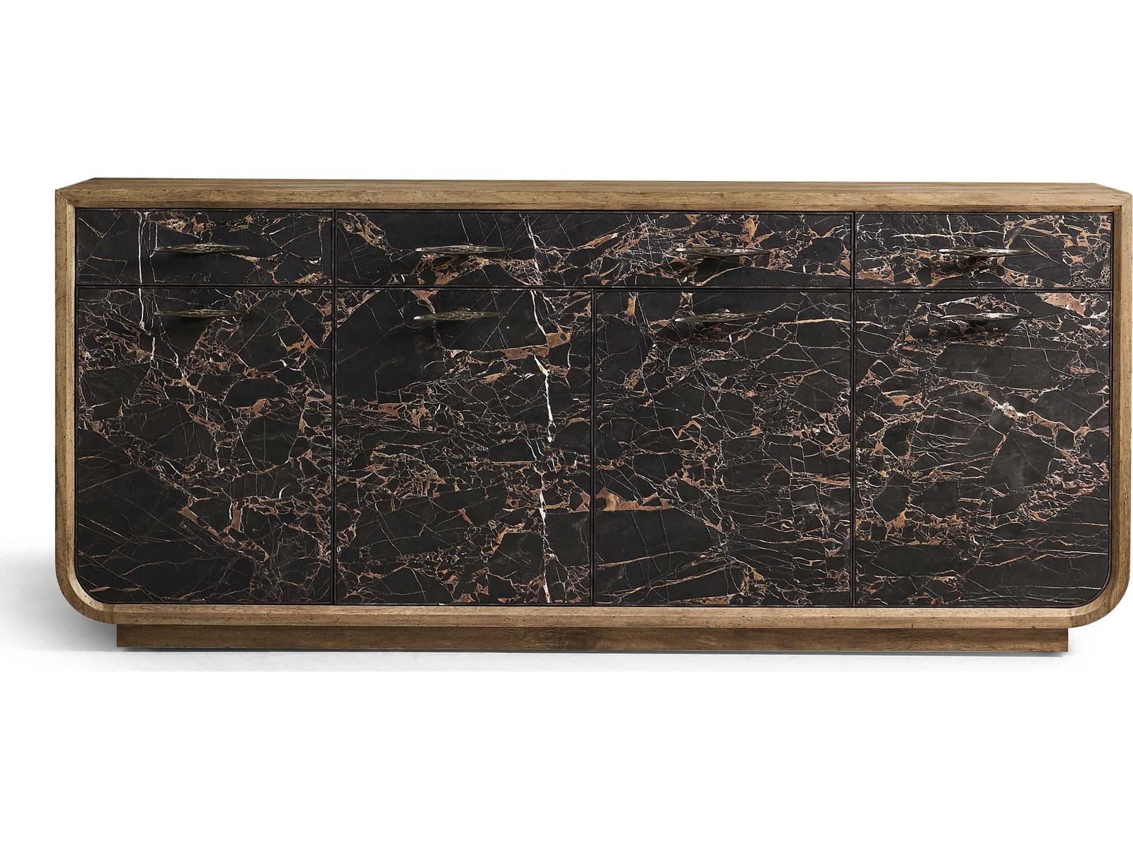 Stone Ridge 89-Inch Acacia Wood Sideboard with Marble Fronts
