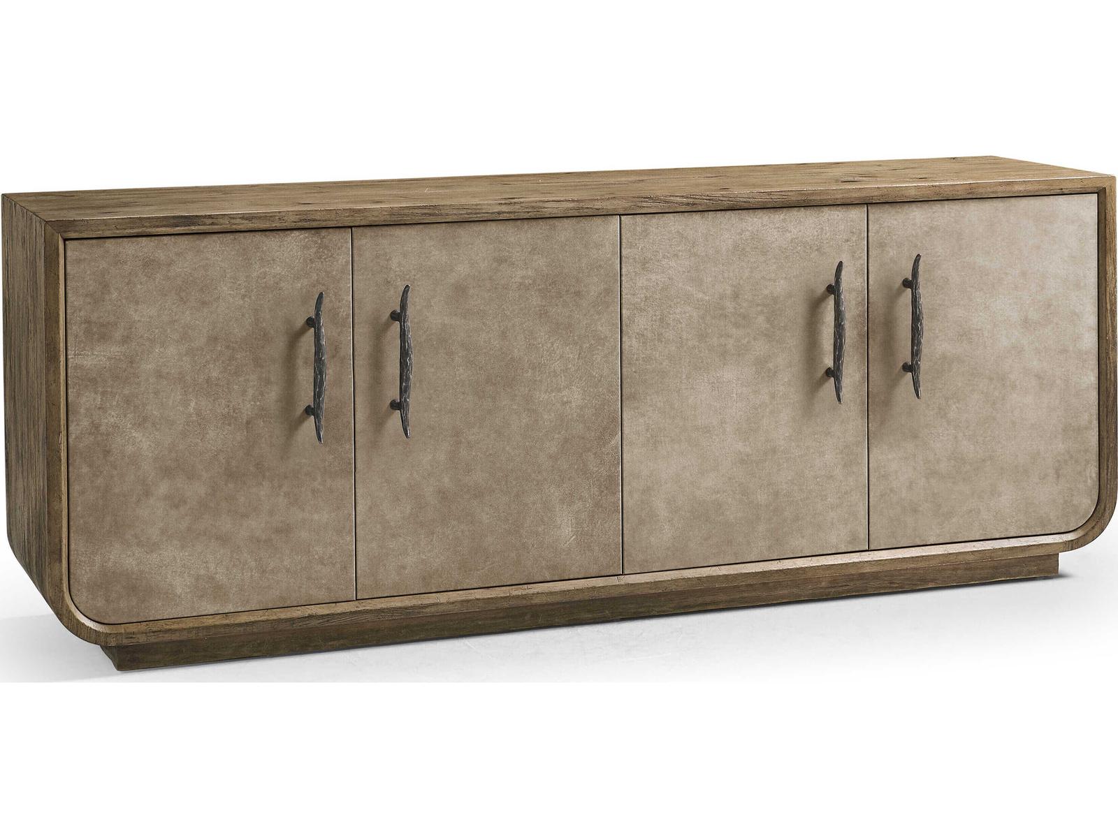 Stone Ridge 84-Inch Acacia Wood Sideboard with Leather Fronts