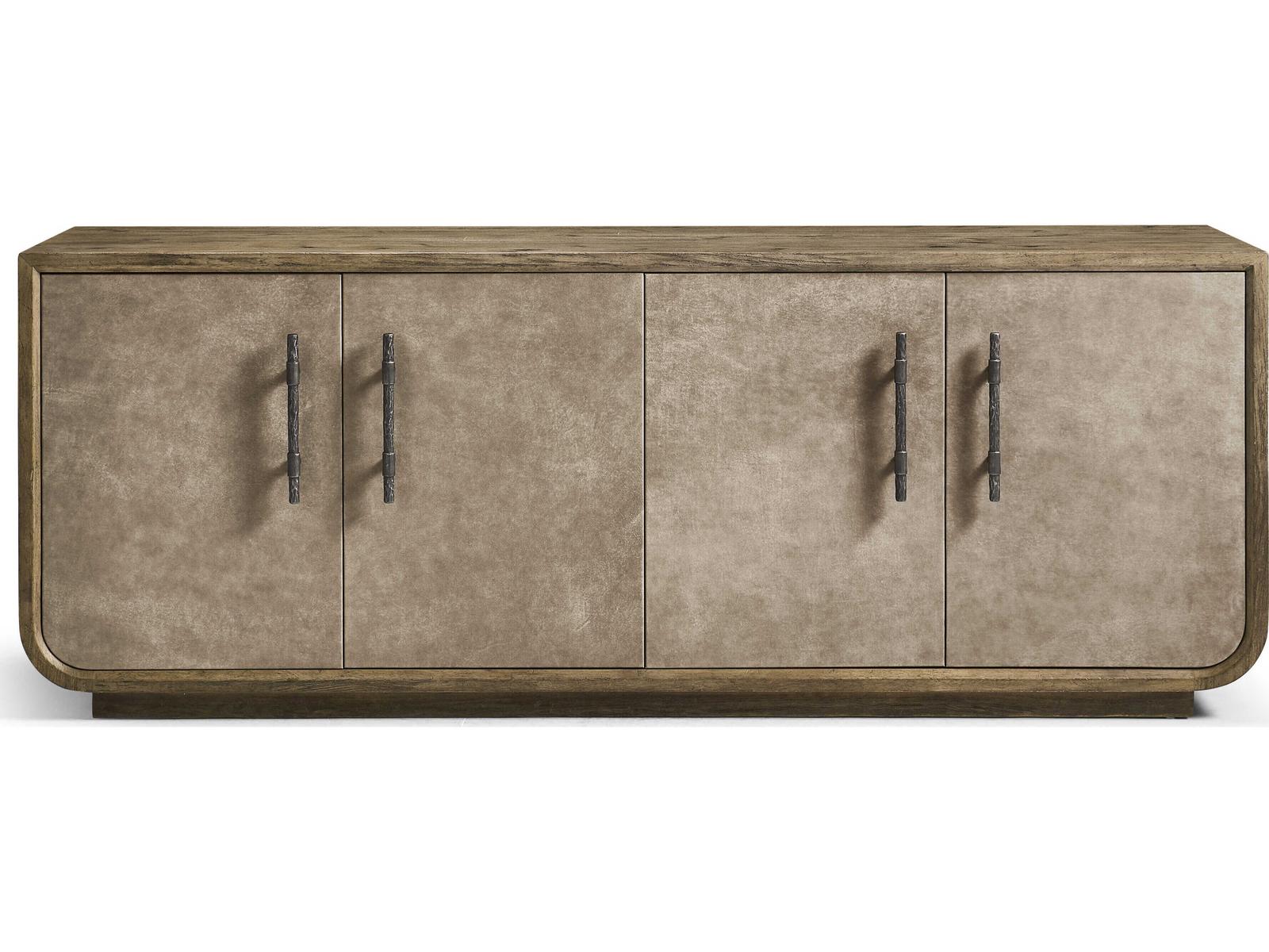 Stone Ridge 84-Inch Acacia Wood Sideboard with Leather Fronts
