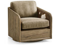 Stone Ridge Swivel Accent Chair in Brown Leather and Tully Light Acacia