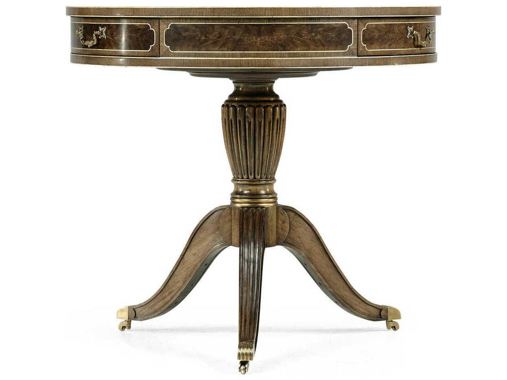 Buckingham Round Leather End Table in Bleached Mahogany