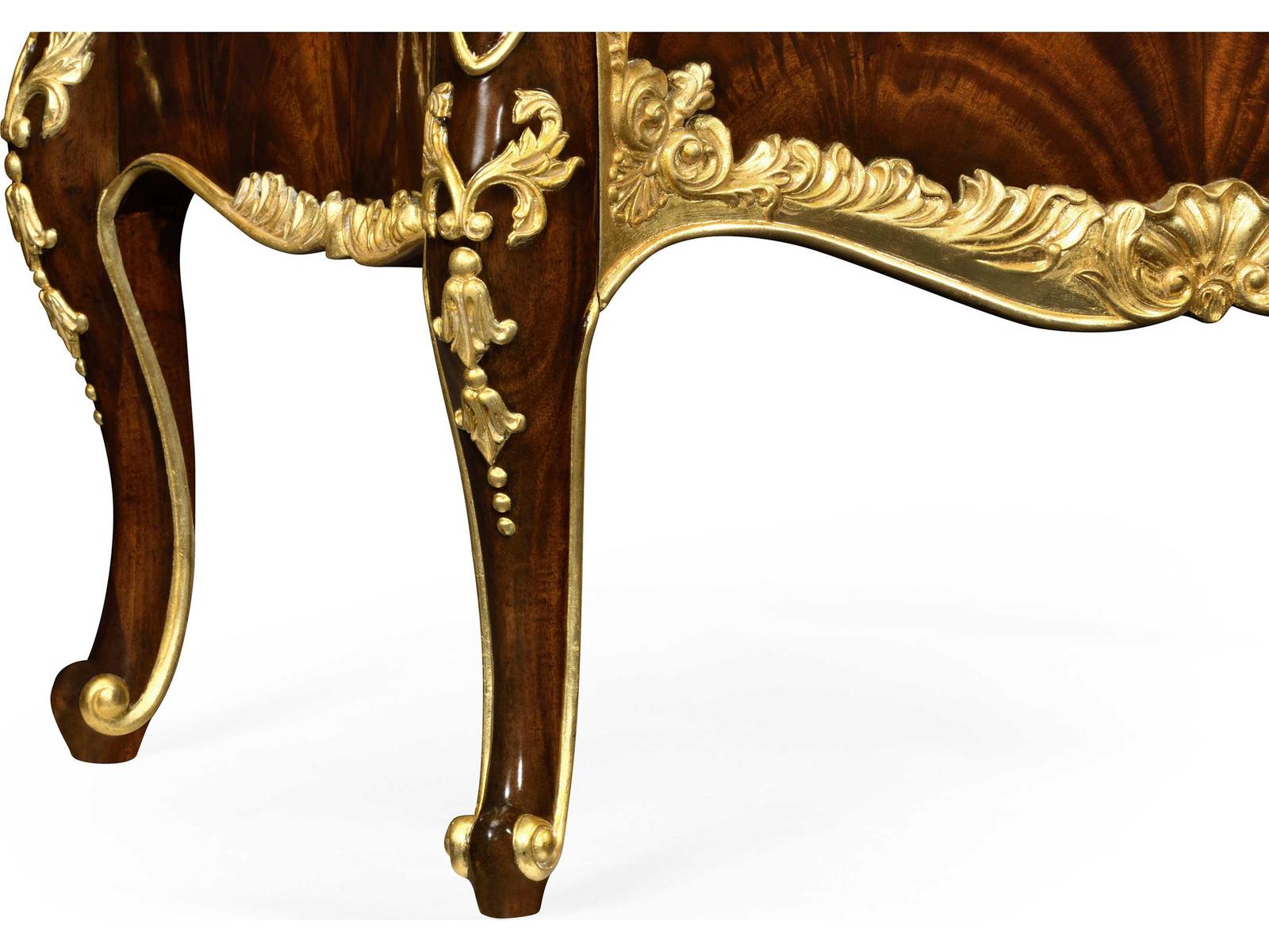 Monte Carlo Traditional Acacia Nightstand in Antique Mahogany Brown with Gilt Accents