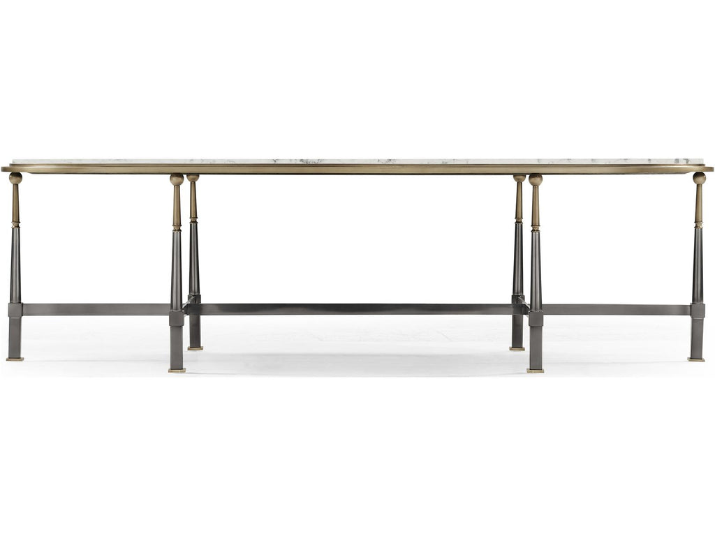 Hamilton Oval Marble Coffee Table in Dark Gun Metal Finish