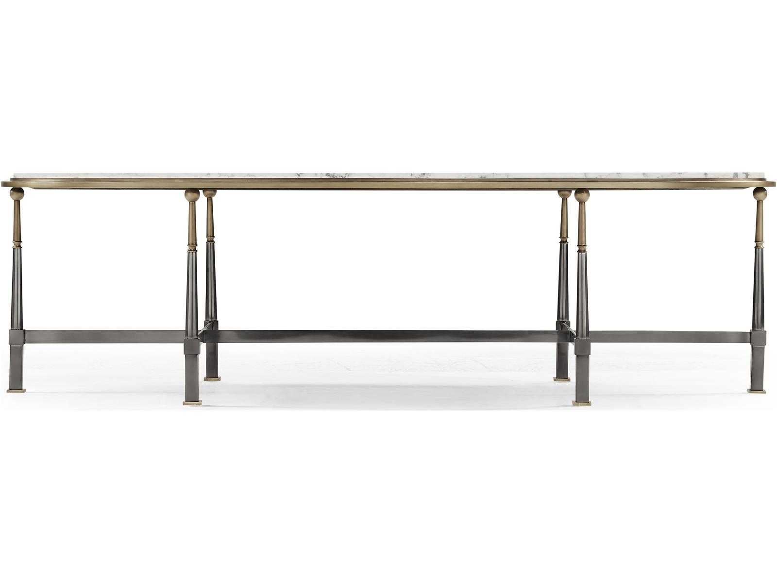 Hamilton Oval Marble Coffee Table in Dark Gun Metal Finish