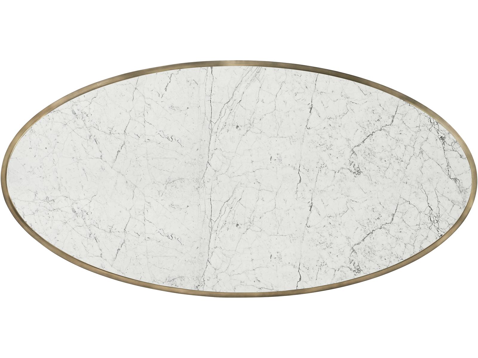 Hamilton Oval Marble Coffee Table in Dark Gun Metal Finish