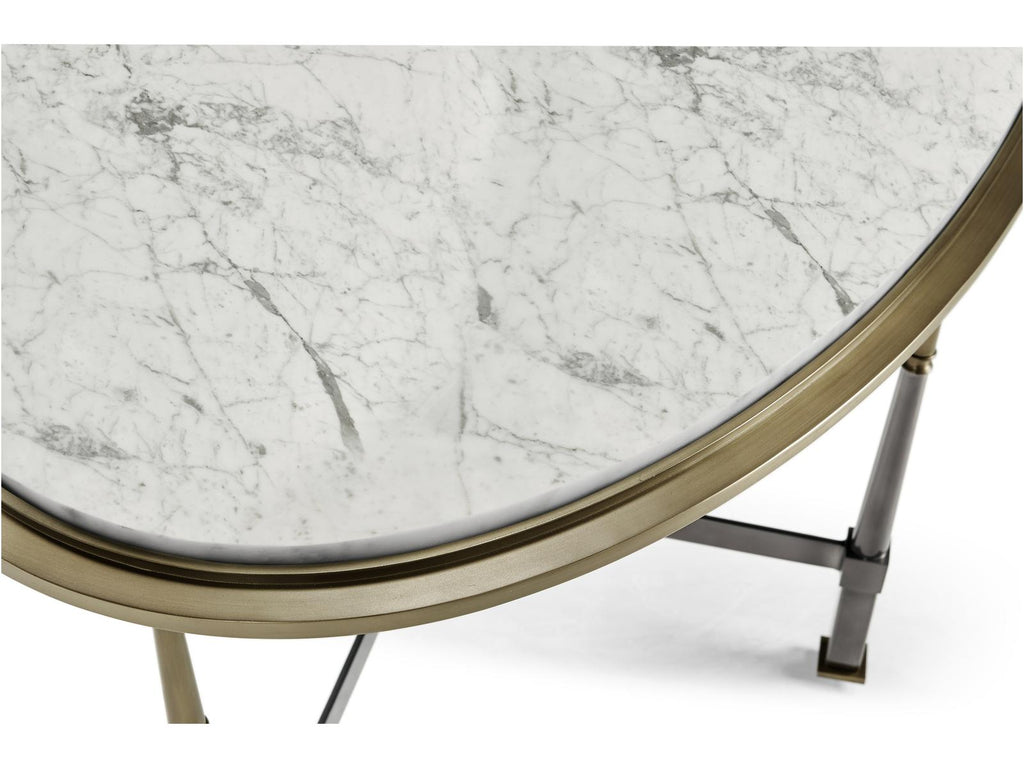 Hamilton Oval Marble Coffee Table in Dark Gun Metal Finish