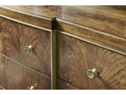 Barcelona Brown Walnut Wood Dresser with Champagne Patina