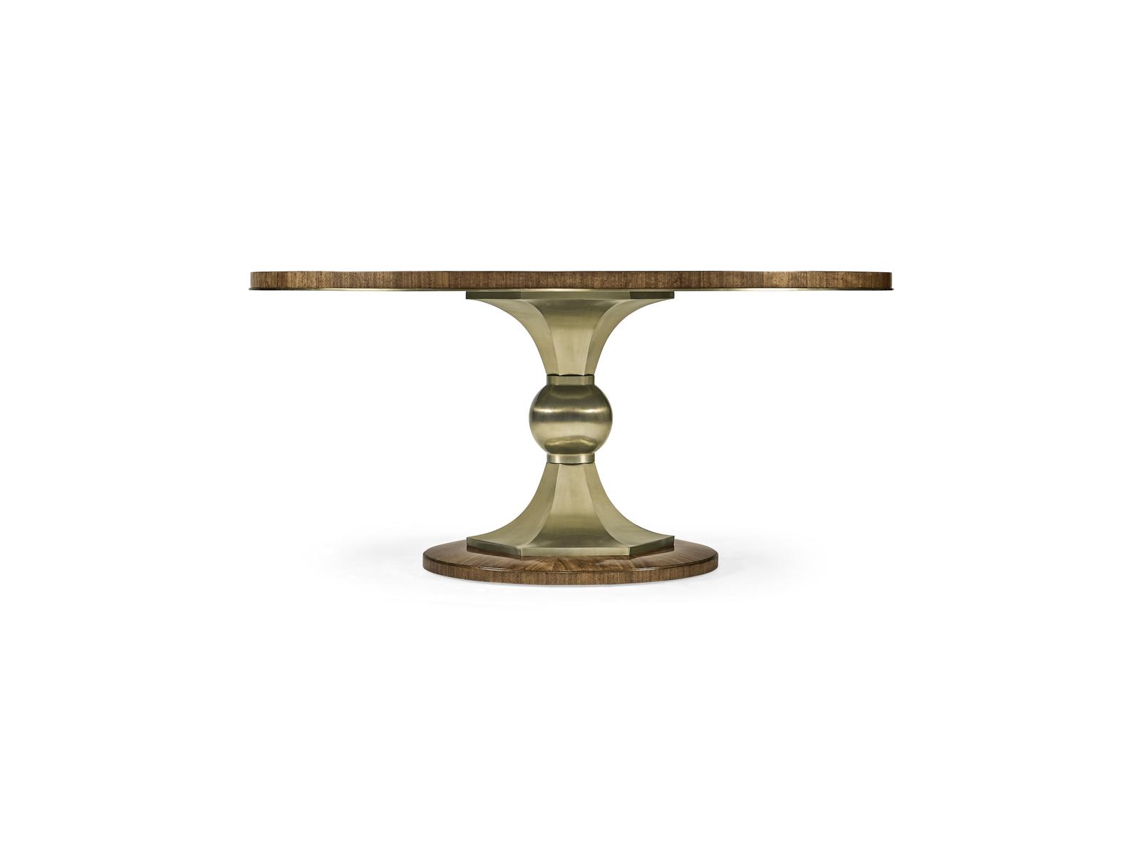 Barcelona Round Walnut Dining Table with Champagne Base