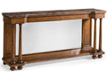Jc Traditional Rectangular Marble Crotch Walnut Console Table