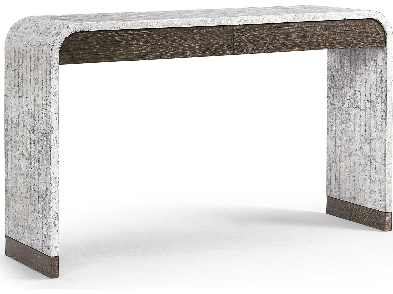 JC Modern Gaia Rectangular Console Table in White Smoke Eggshell