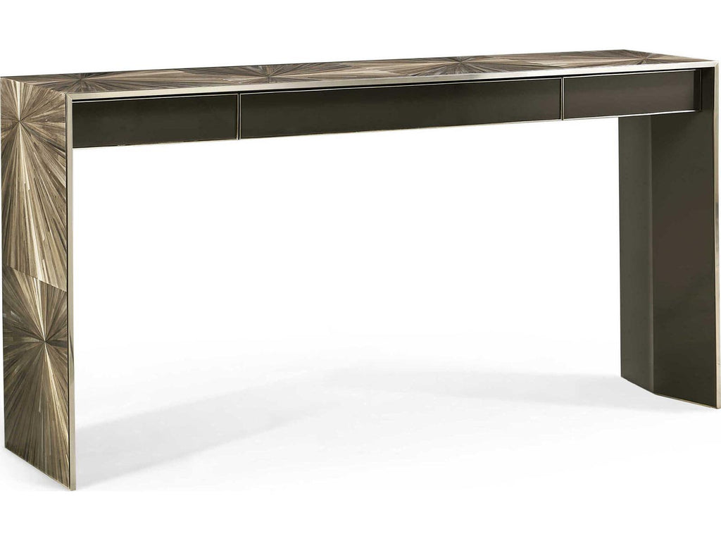 Terra Waterfall Rectangular Console Table Natural Straw Marquetry
