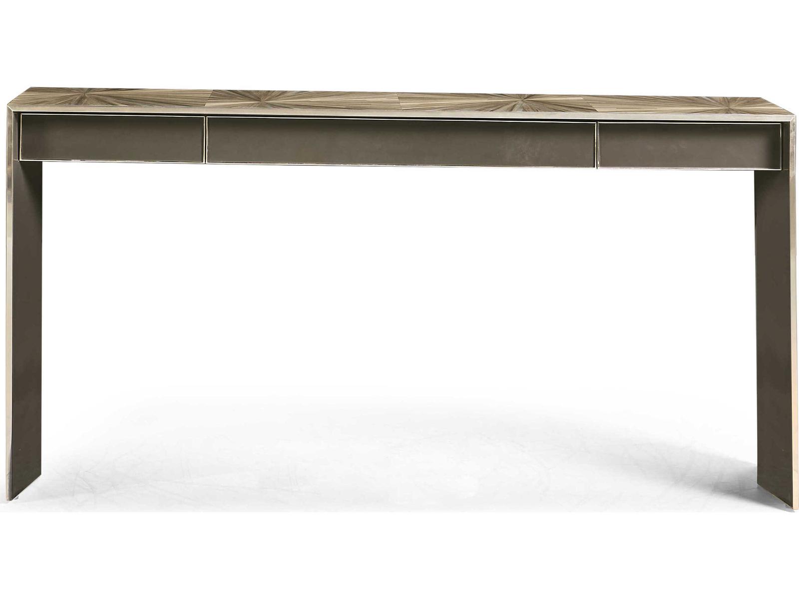 Terra Waterfall Rectangular Console Table Natural Straw Marquetry