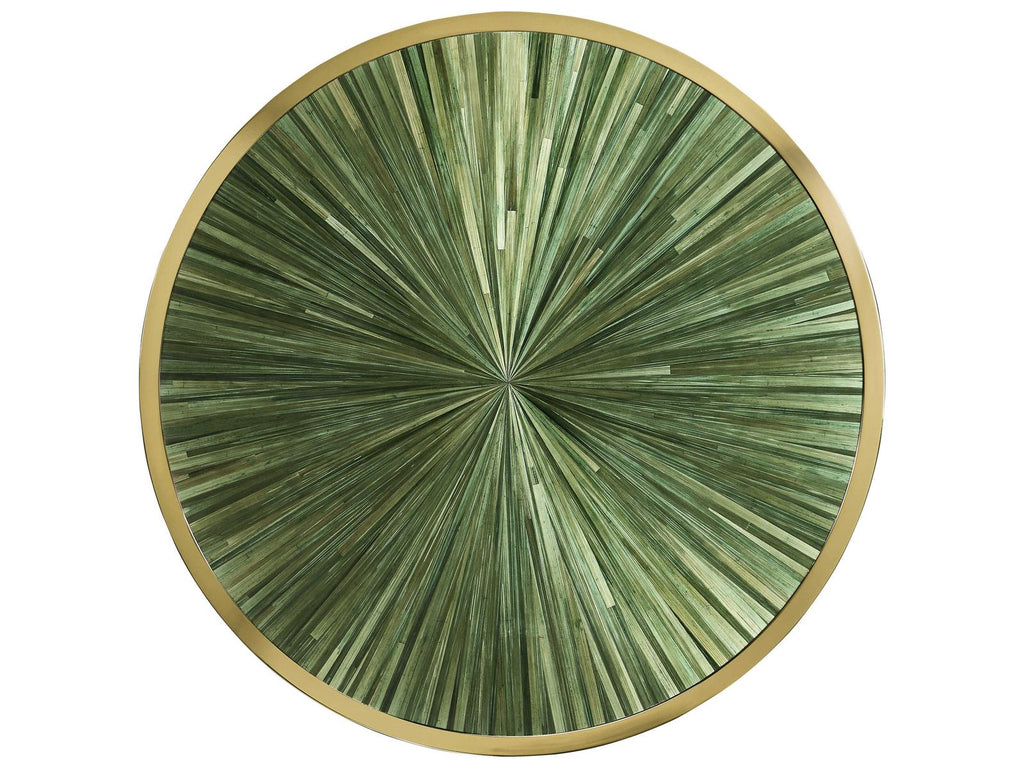 JC Modern Verdure Round Coffee Table with Jade Green Straw Marquetry