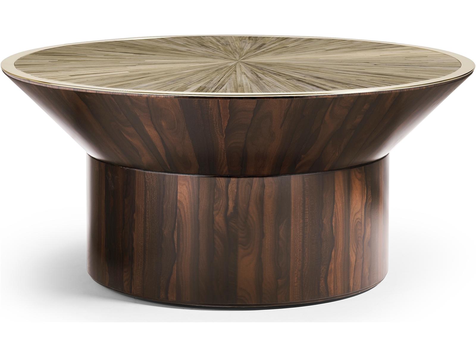 JC Modern Round Wood Natural Straw Coffee Table