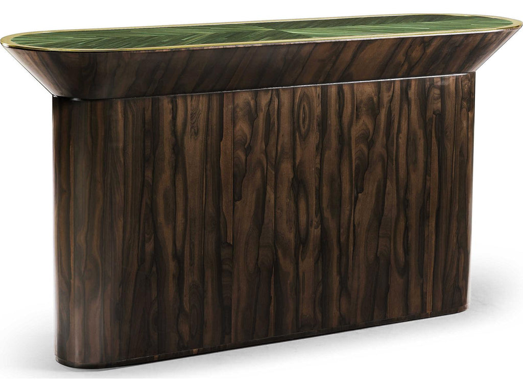 JC Modern Verdure Console Table Jade Green Straw Marquetry