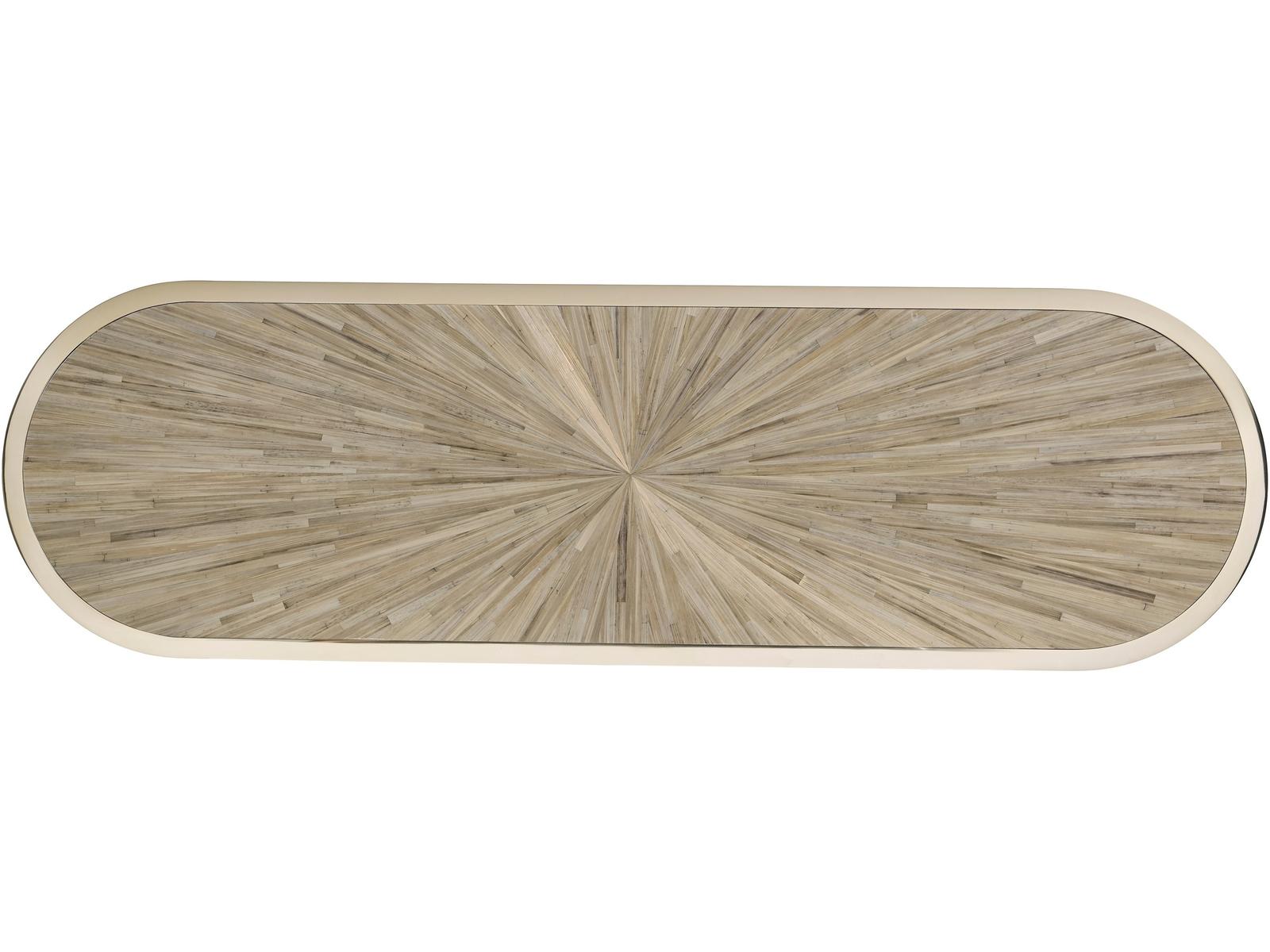 JC Modern Terra Oval Console Table in Natural Straw and Ziricote Wood