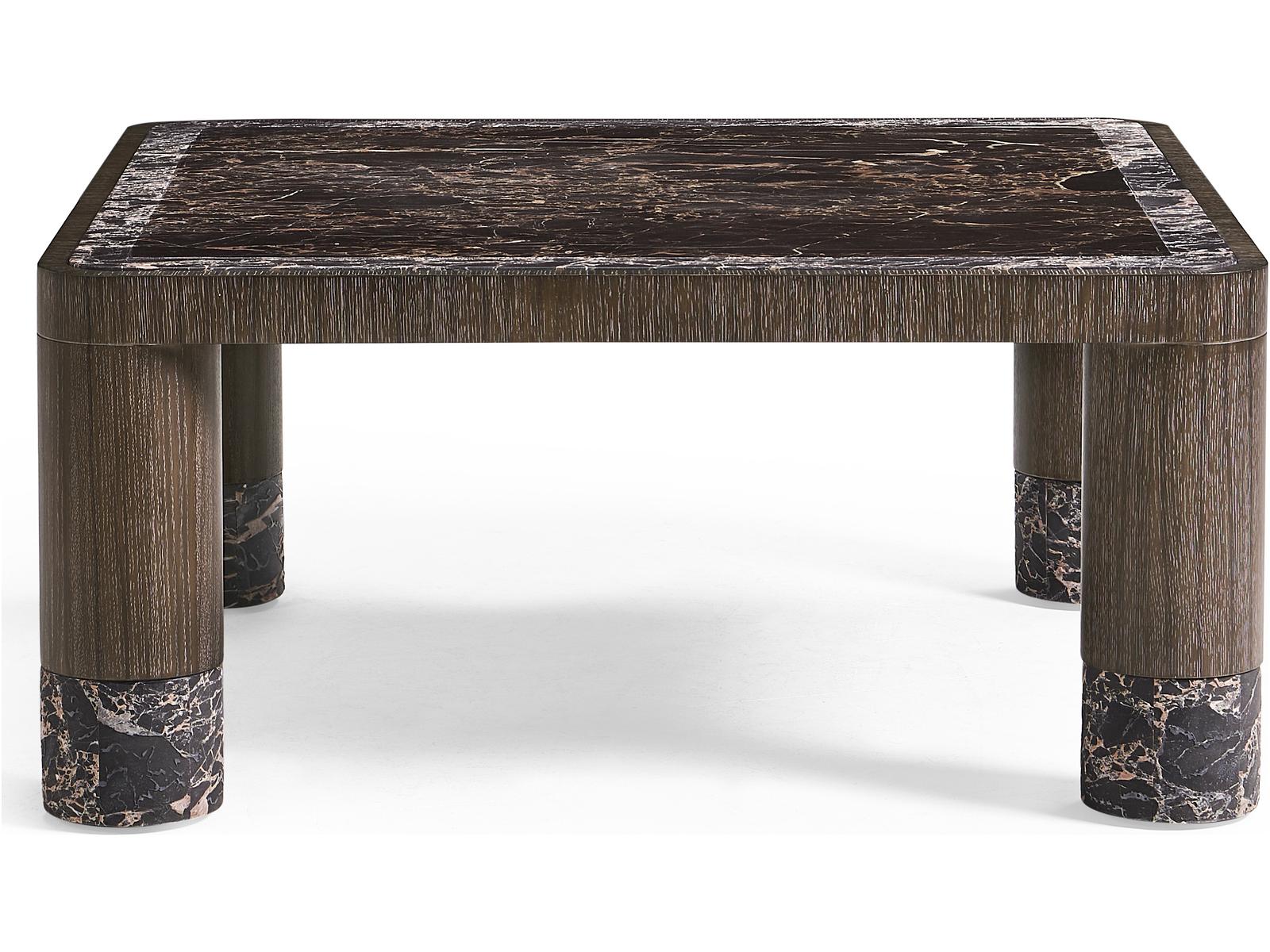 Monarch Square Coffee Table in Chocolate Apricot Oak with Marble Top