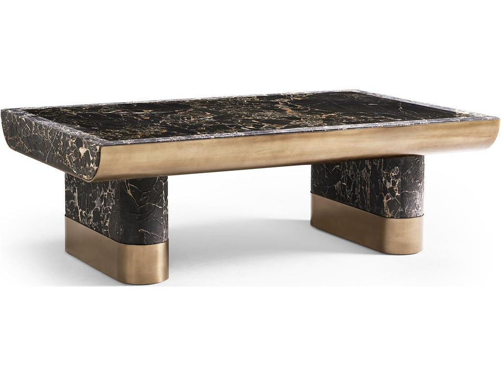 JC Modern Nova Rectangular Marble Coffee Table Industrial Bronze