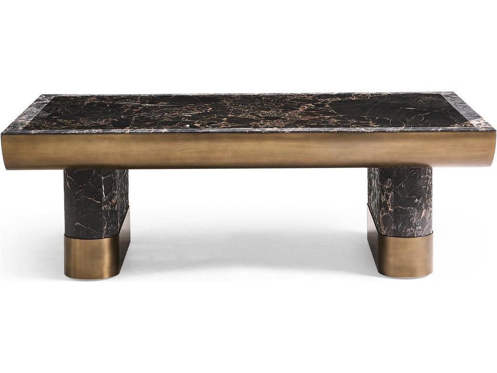 JC Modern Nova Rectangular Marble Coffee Table Industrial Bronze