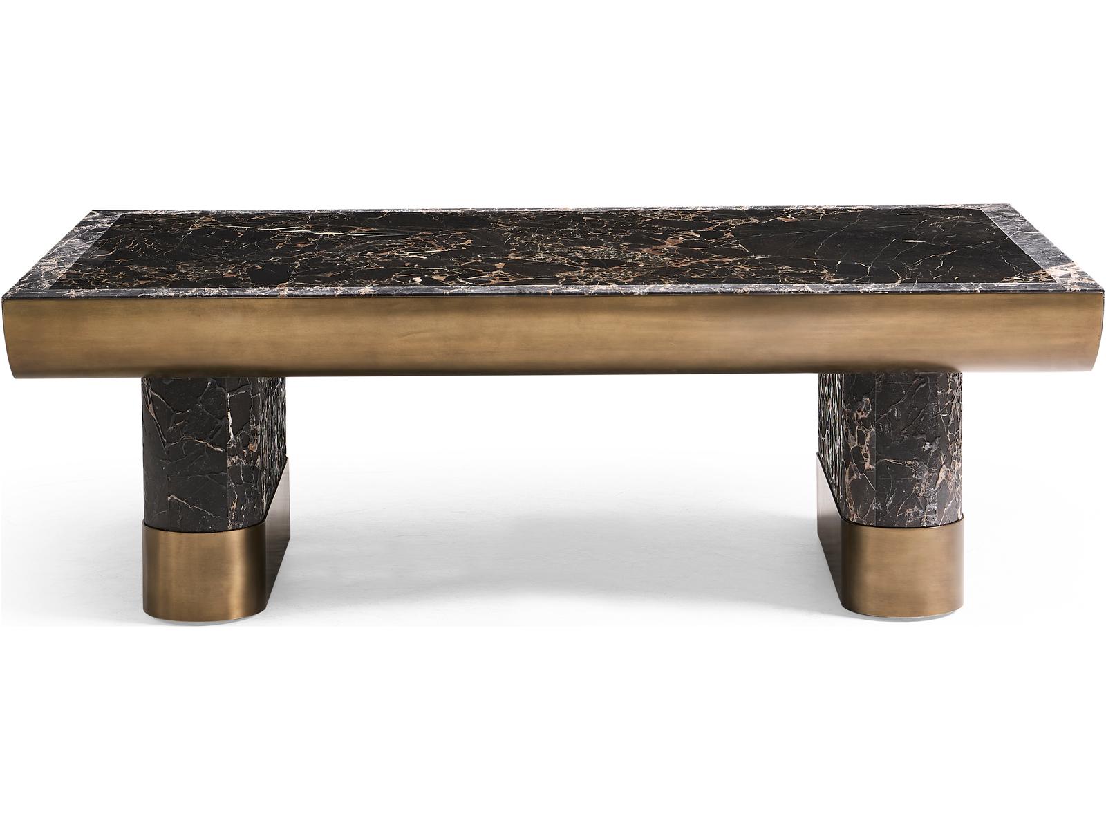 JC Modern Nova Rectangular Marble Coffee Table Industrial Bronze