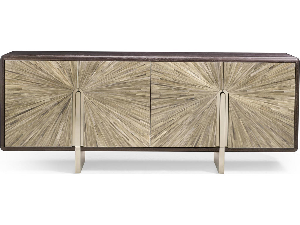 JC Modern Terra 90-Inch Oak Sideboard with Voilet Grey Straw Marquetry Doors