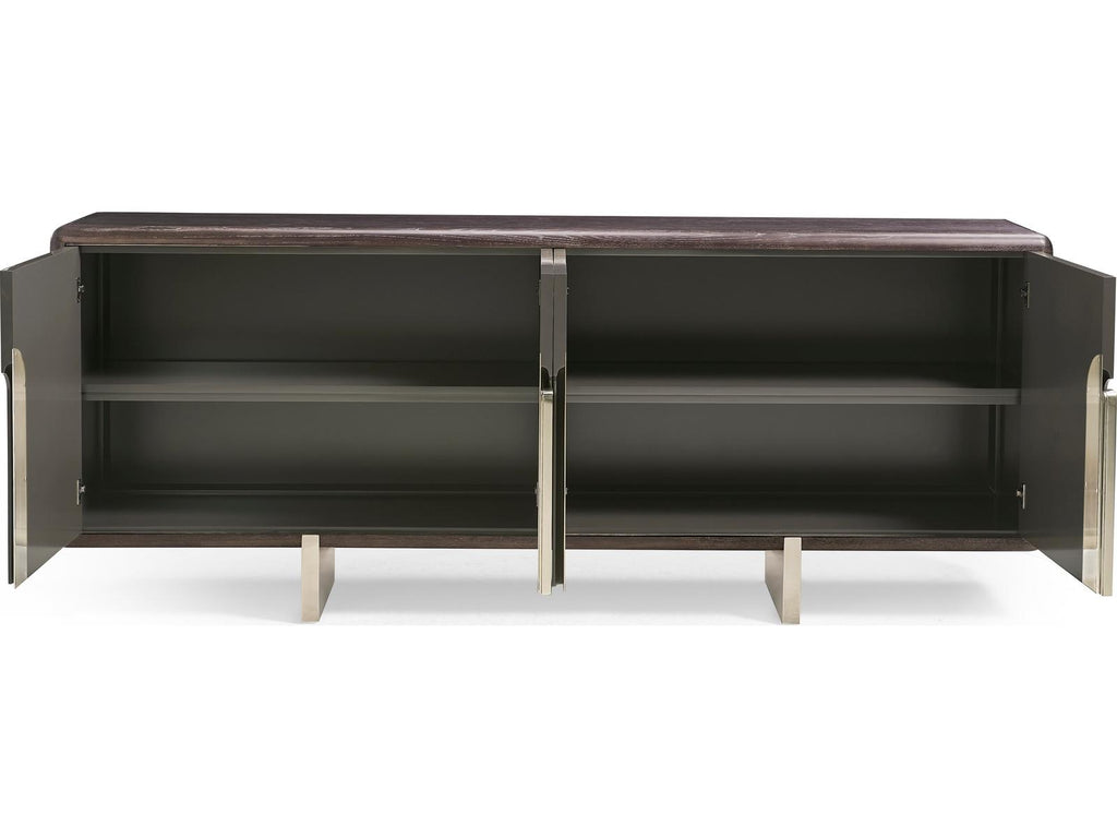 JC Modern Terra 90-Inch Oak Sideboard with Voilet Grey Straw Marquetry Doors