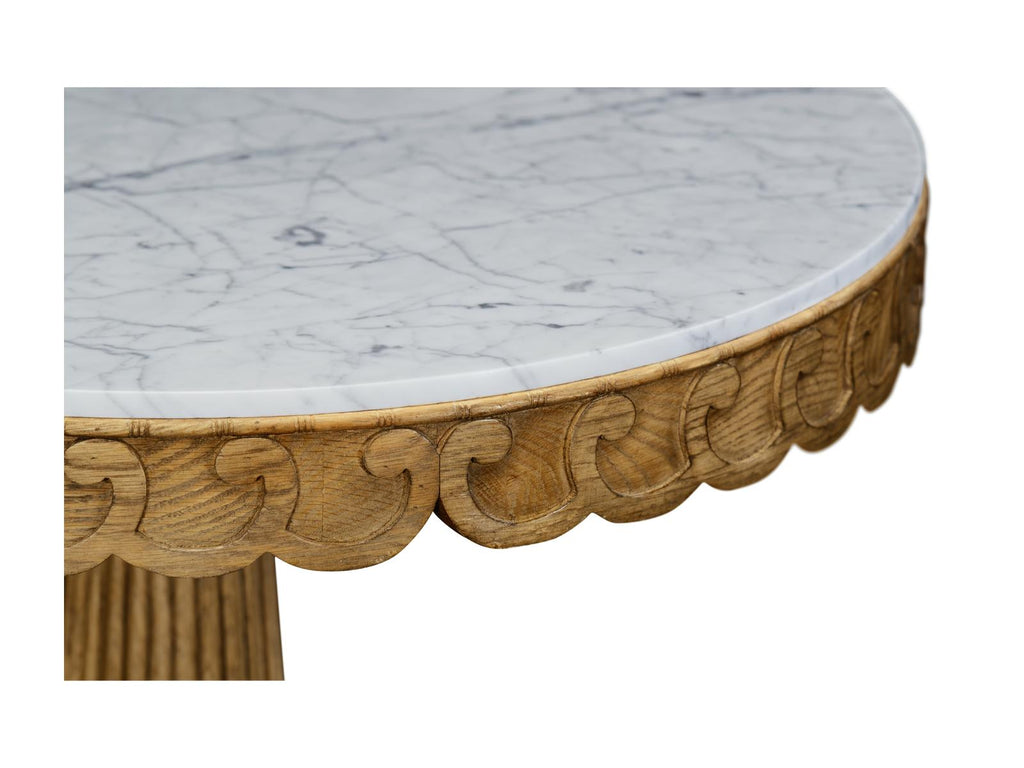 William Yeoward Round Marble Washed Oak End Table