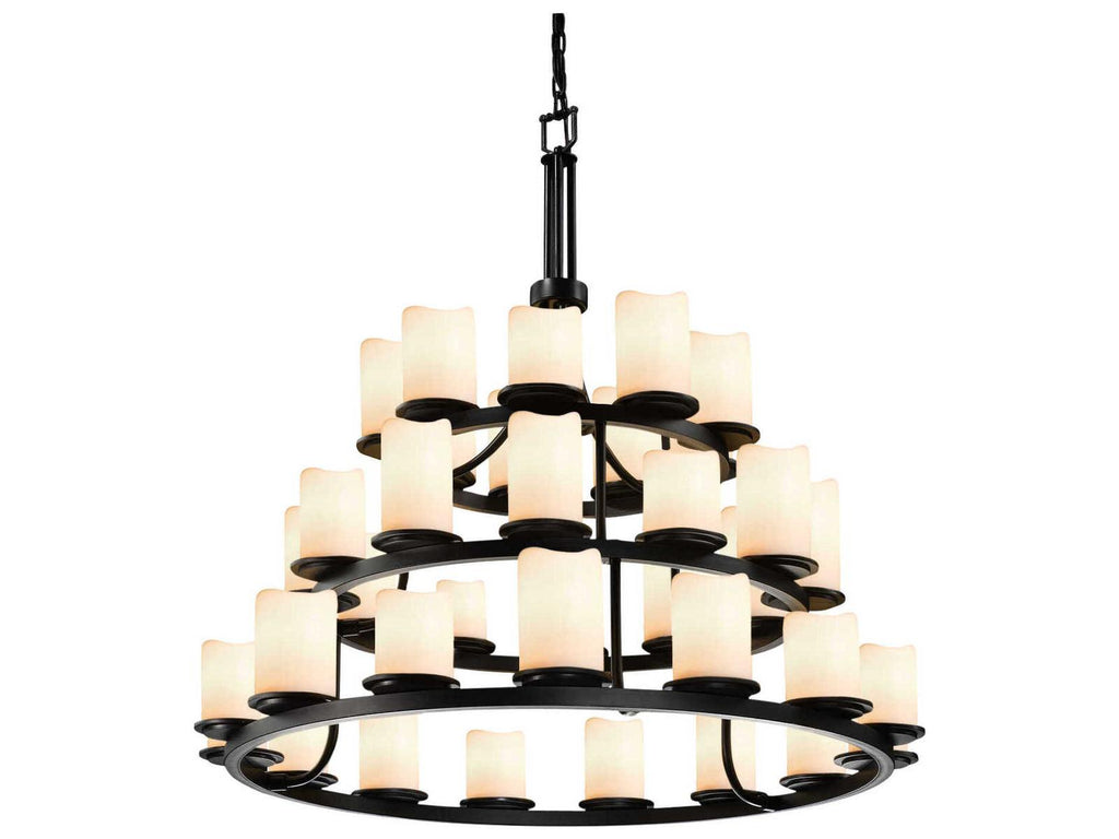 Justice Design Group 36-Light Candlearia Cylinder Tiered Chandelier