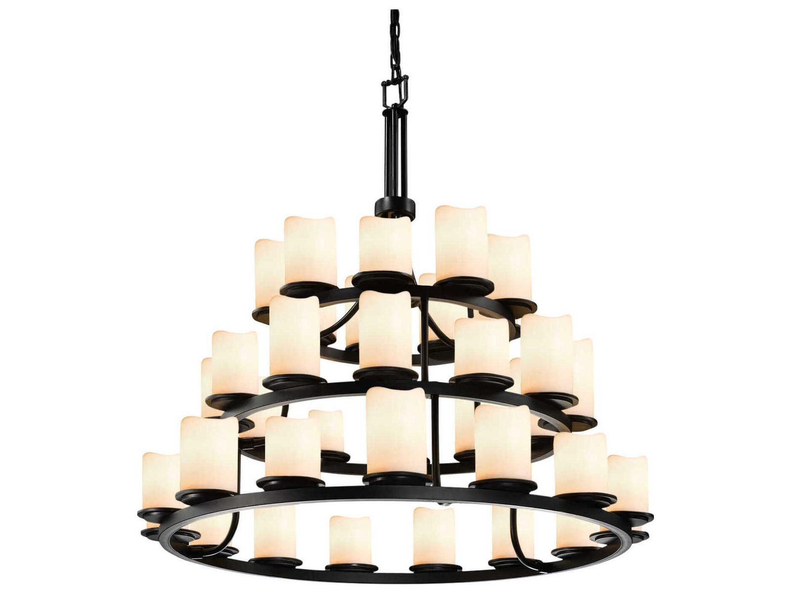 Justice Design Group 36-Light Candlearia Cylinder Tiered Chandelier