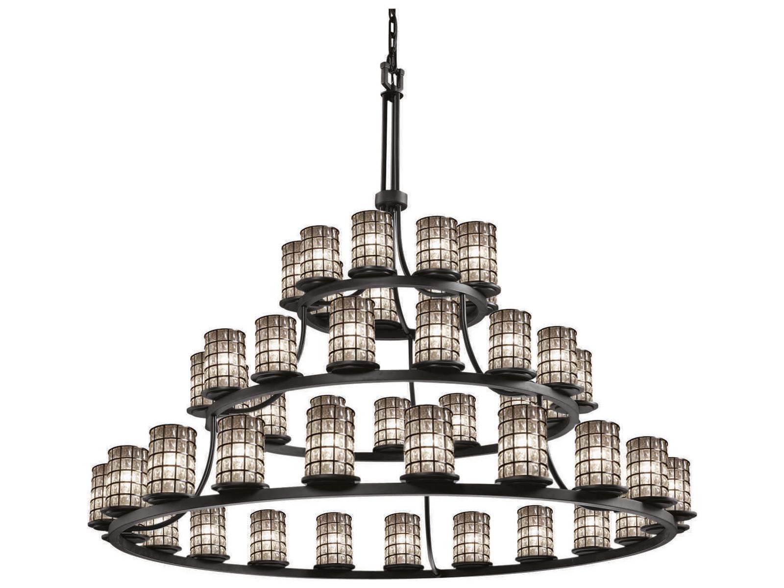 Justice Design Group Wire Glass 45-Light Cylinder Tiered Chandelier