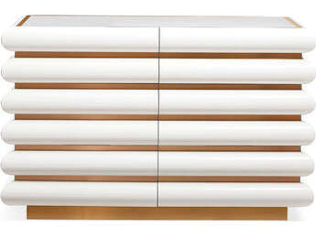 Kiki 6-Drawer Dresser in Ivory Lacquer and Brushed Brass