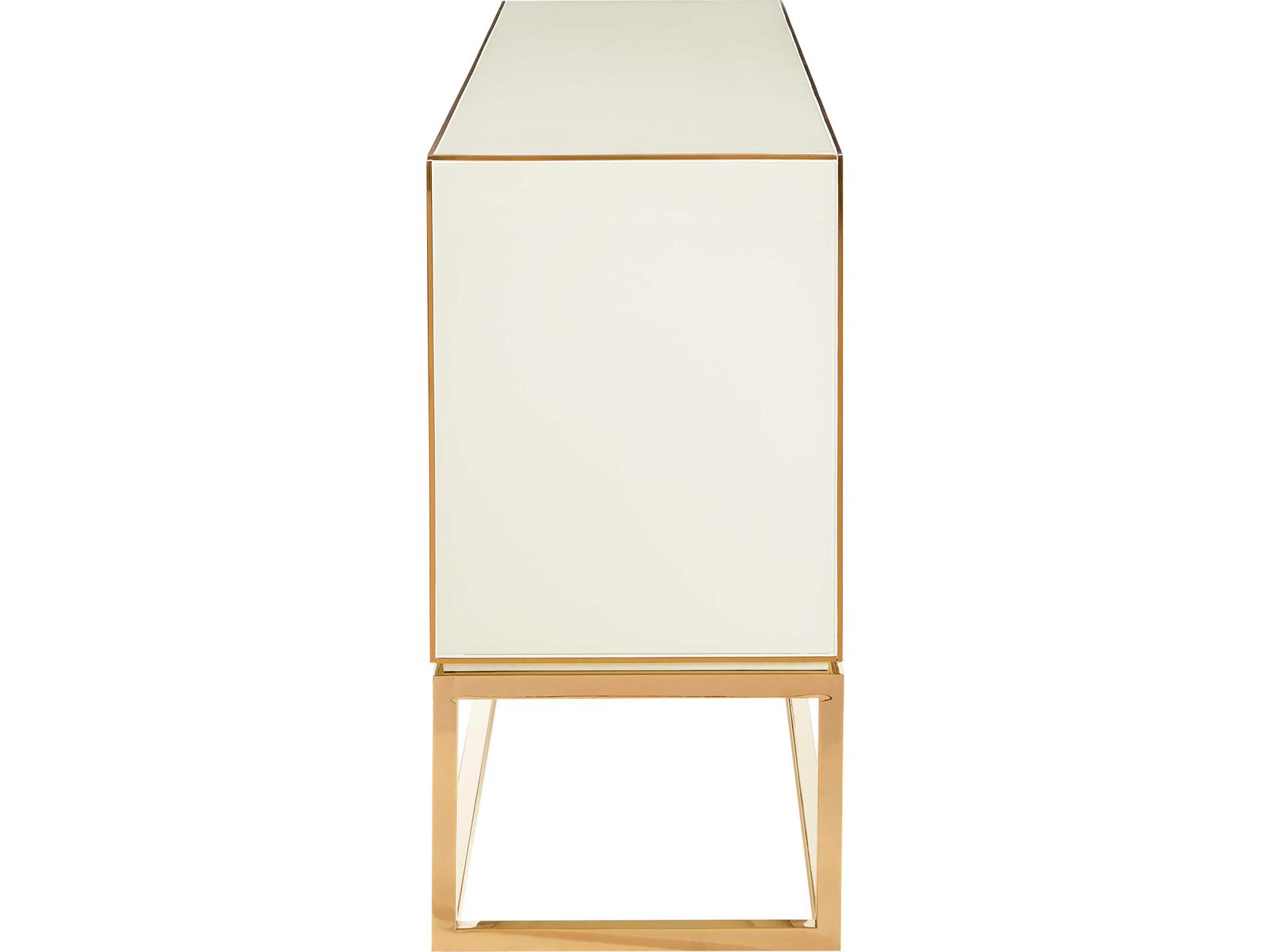 Op Art 64-Inch Credenza in Charcoal and Ivory with Polished Brass