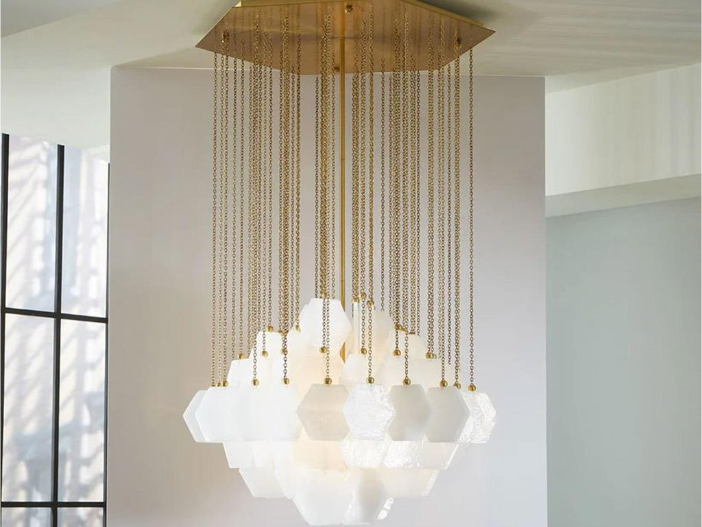 Jonathan Adler Vienna 4-Light Modern Brass Candelabra Chandelier