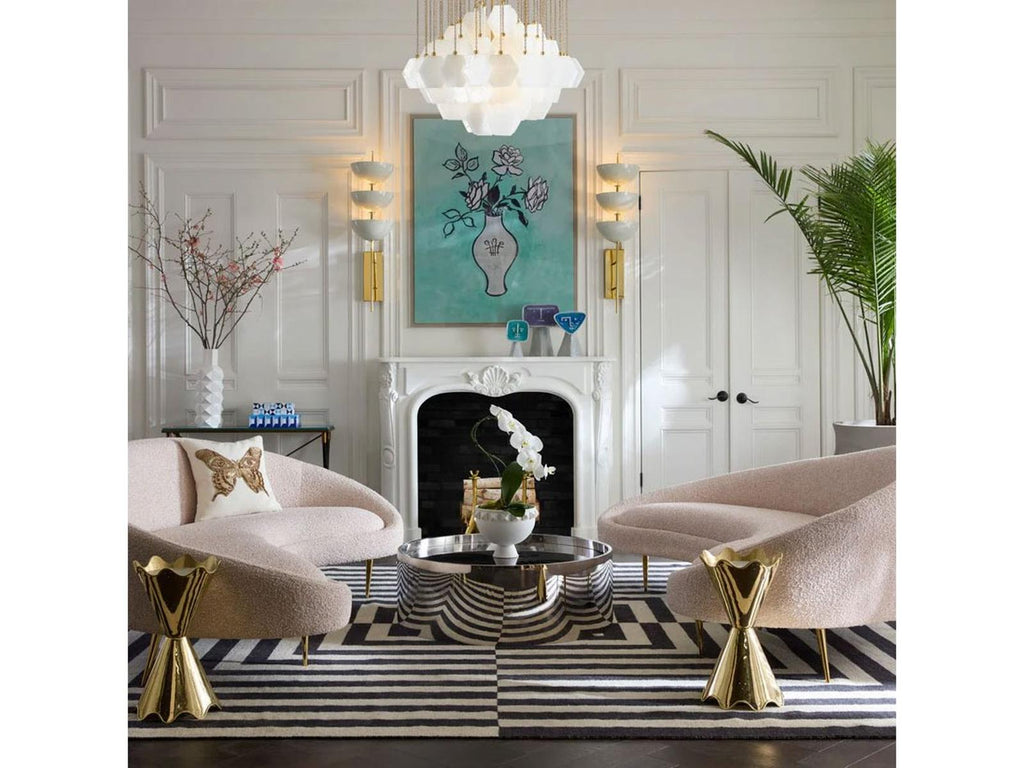 Jonathan Adler Vienna 4-Light Modern Brass Candelabra Chandelier