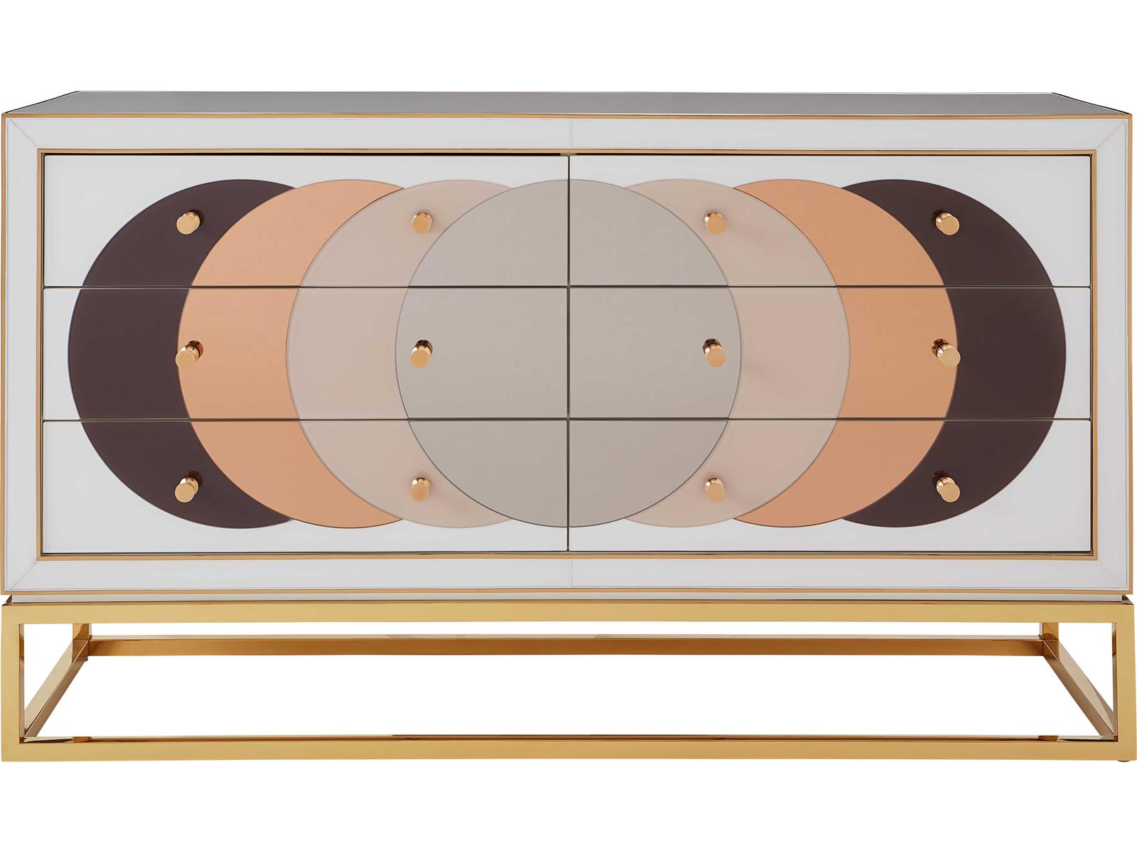 Chambeige 58-Inch Sideboard with Mirrored Glass and Polished Brass