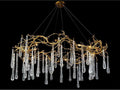 John Richard Brass and Glass Teardrop 8-Light Chandelier in Brass