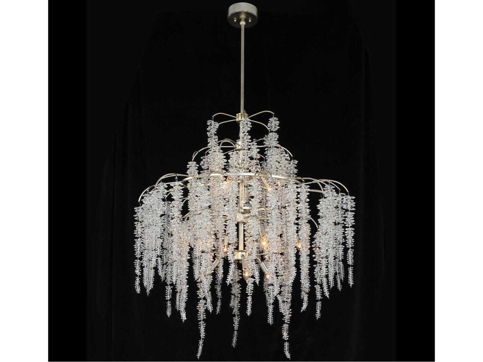 John Richard 12-Light Cascading Crystal Chandelier in Antique Silver