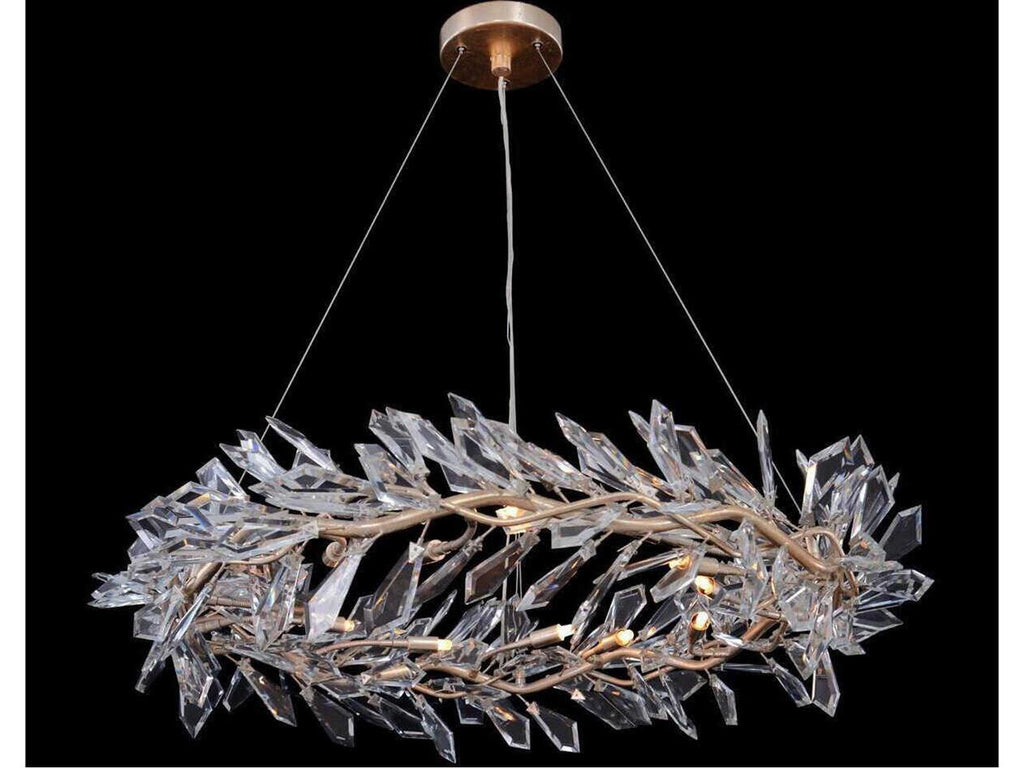 John Richard Kotta 12-Light Antique Silver Leaf Crystal Chandelier