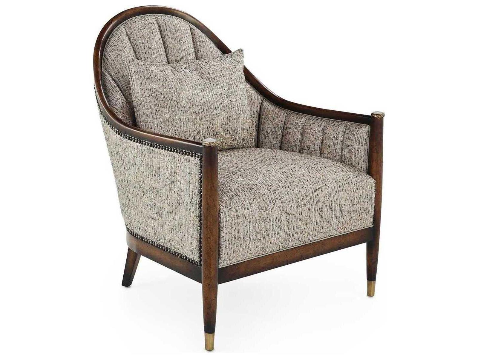 Tiffany Deco-Inspired Accent Chair with Shimmer Champagne Fabric