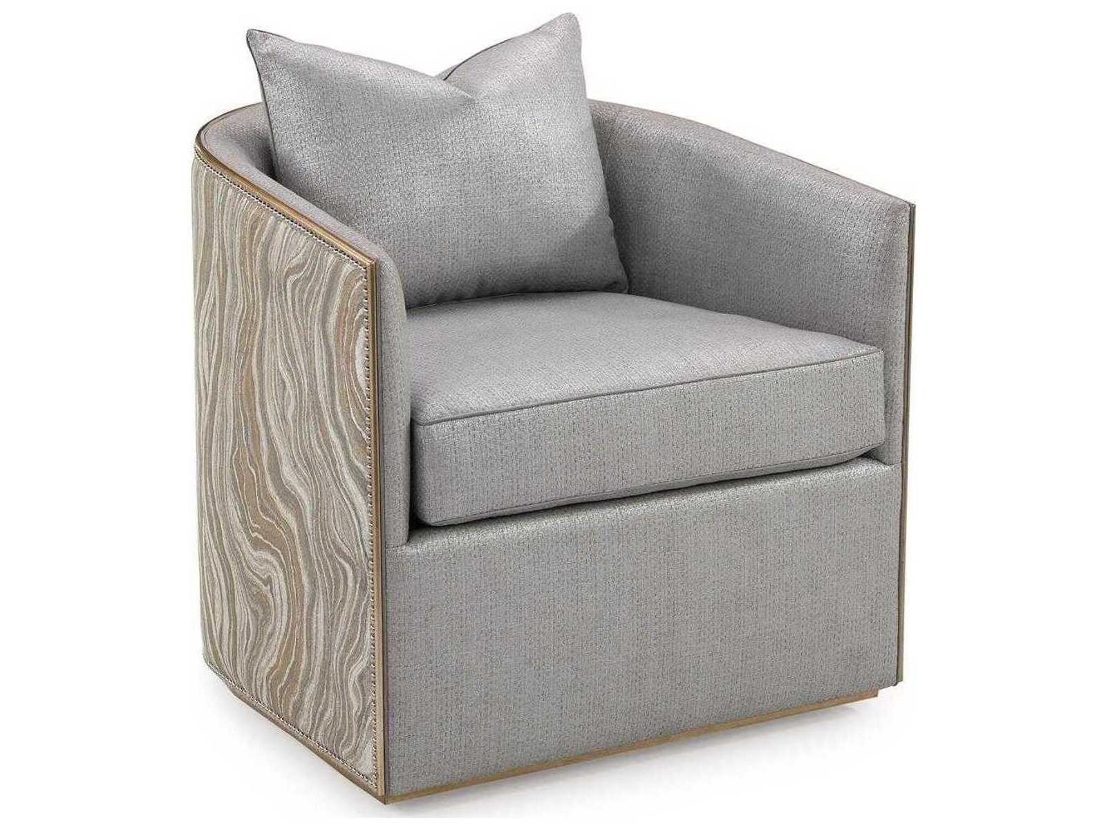 Sonoma Swivel Accent Chair in Gray with Nickel Nailhead Trim
