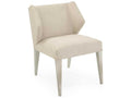 Dune Upholstered Dining Side Chair in Beige Robusta Linen and Light Grey Leather